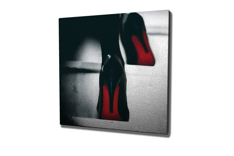 Canvastavla - Svarta högklackade skor med röda detaljer, Svart / Röd