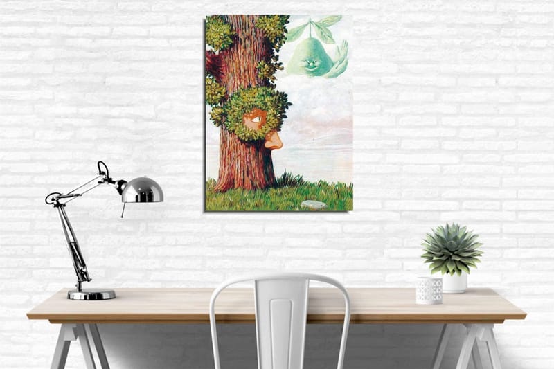 Canvastavla - Träd med ansikte och grönska som omger det - Grön / Brun / Ljusblå - Inredning & dekor - Tavlor & konst - Canvastavla