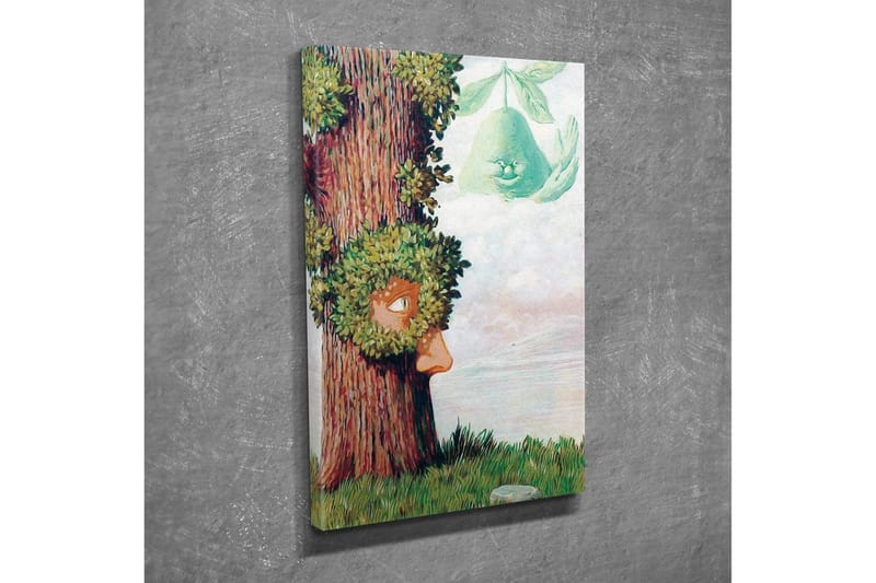 Canvastavla - Träd med ansikte och grönska som omger det - Grön / Brun / Ljusblå - Inredning & dekor - Tavlor & konst - Canvastavla