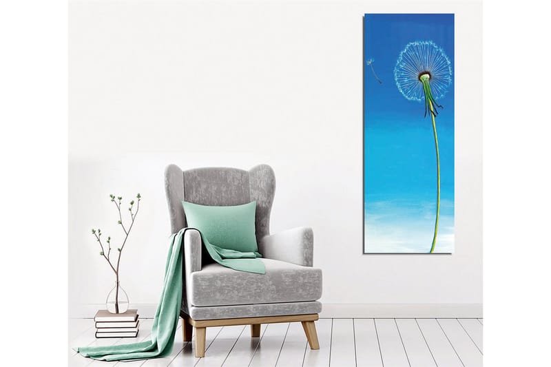 Canvastavla - Tussilago med blå bakgrund - Blå / Grön / Vit - Inredning & dekor - Tavlor & konst - Canvastavla