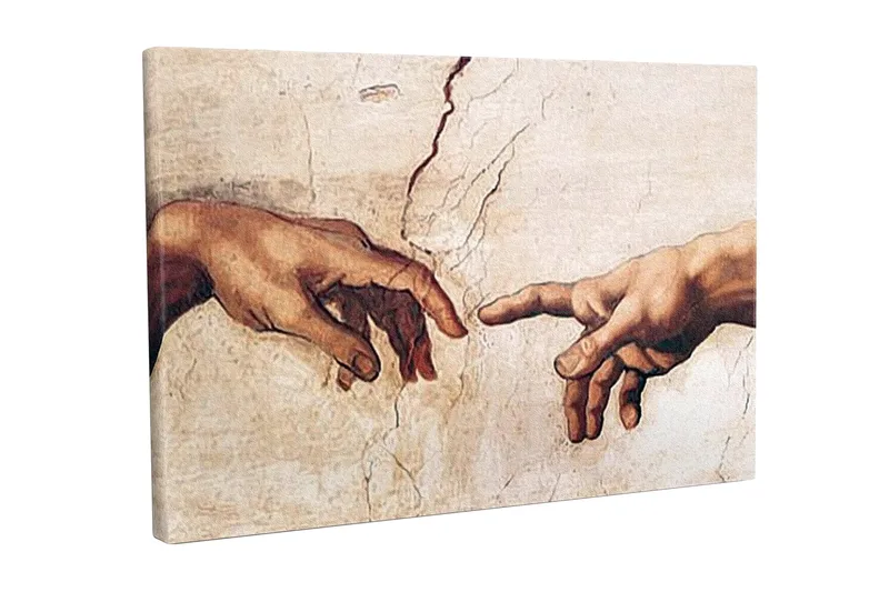 Canvastavla - Två händer som sträcker sig mot varandra, Hudfärg / Beige / Vit