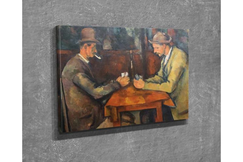 Canvastavla - Två män som spelar kort vid ett bord - Mörkbrun / Beige / Orange - Inredning & dekor - Tavlor & konst - Canvastavla