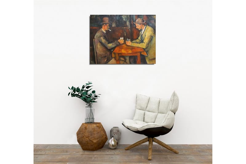 Canvastavla - Två män som spelar kort vid ett bord - Mörkbrun / Beige / Orange - Inredning & dekor - Tavlor & konst - Canvastavla