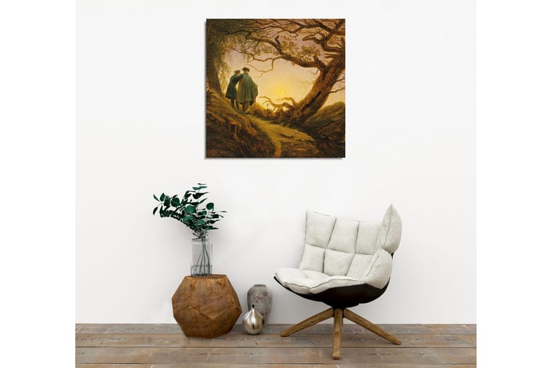 Canvastavla - Två personer som står tillsammans under ett stort träd vid solnedgången - Mörkgrön / Brun / Ljusgul - Inredning & dekor - Tavlor & konst - Canvastavla