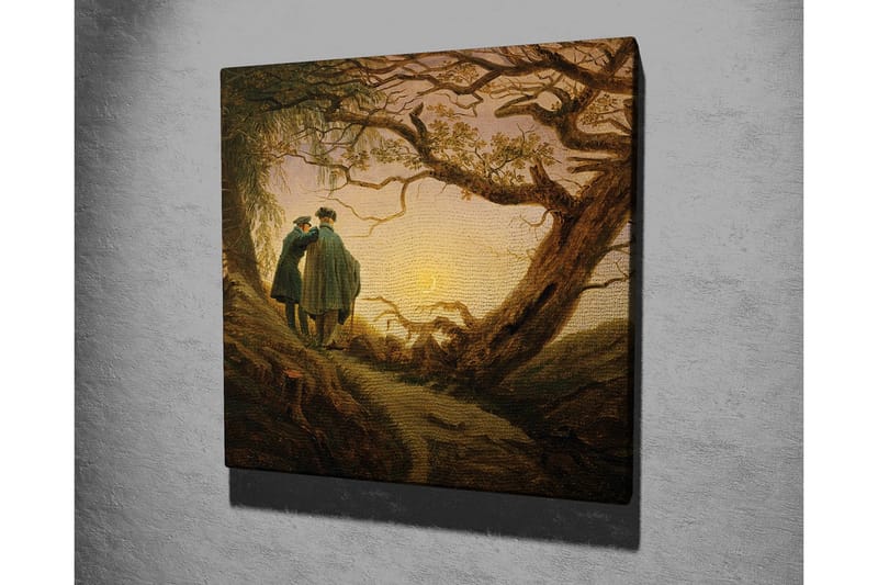 Canvastavla - Två personer som står tillsammans under ett stort träd vid solnedgången - Mörkgrön / Brun / Ljusgul - Inredning & dekor - Tavlor & konst - Canvastavla