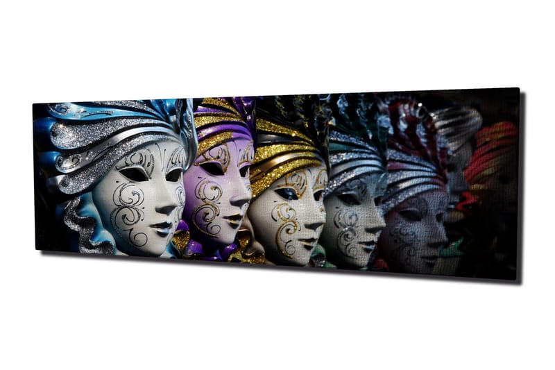 Canvastavla Utsmyckade ansiktsmaskar, Flerfärgad