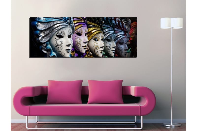 Canvastavla Utsmyckade ansiktsmaskar - Flerfärgad - Inredning & dekor - Tavlor & konst - Canvastavla