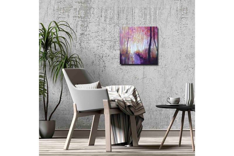 Canvastavla - Vacker skogsgång med höstfärger och mjukt ljus - Lila / Rosa / Gult - Inredning & dekor - Tavlor & konst - Canvastavla