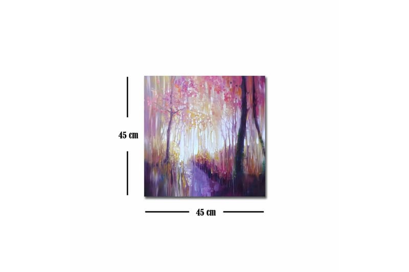 Canvastavla - Vacker skogsgång med höstfärger och mjukt ljus - Lila / Rosa / Gult - Inredning & dekor - Tavlor & konst - Canvastavla