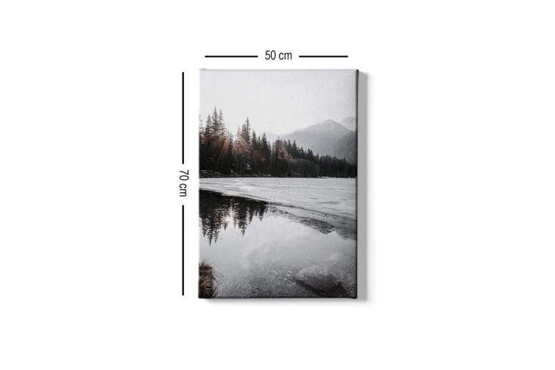 Canvastavla - Vacker vinterlandskap med frusna sjöar och snötäckta berg - Grå / Vit / Mörkgrön - Inredning & dekor - Tavlor & konst - Canvastavla