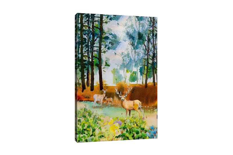 Canvastavla - Vackra hjortar i en skogsmiljö - Grön / Brun / Beige - Inredning & dekor - Tavlor & konst - Canvastavla