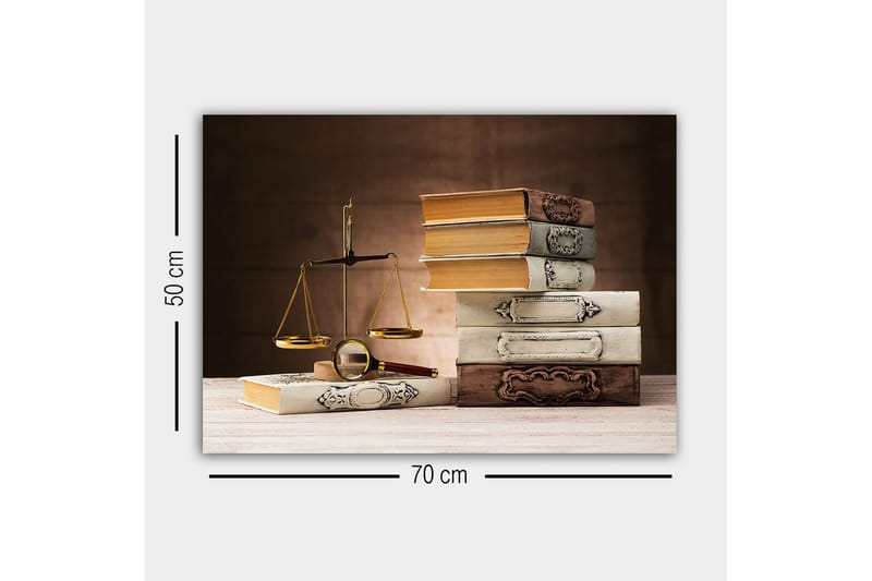 Canvastavla - Vågskål med böcker i olika färger och former - Guld / Brun / Vit - Inredning & dekor - Tavlor & konst - Canvastavla