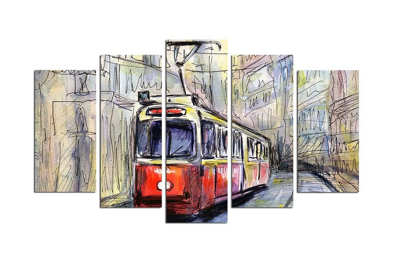 CANVASTAVLA Vehicles 5-pack Flerfärgad 20x60 cm - Inredning & dekor - Tavlor & konst - Canvastavla