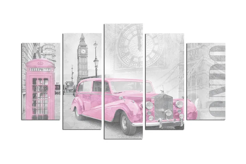 Canvastavla Vehicles 5-pack Flerfärgad, 20x60 cm