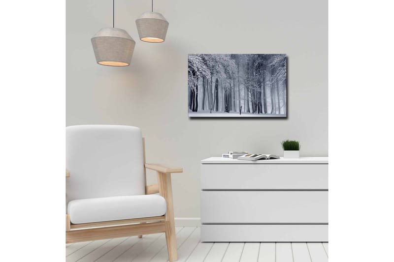 Canvastavla - Vintrig skog med snöklädda träd - Vit / Grå / Svart - Inredning & dekor - Tavlor & konst - Canvastavla