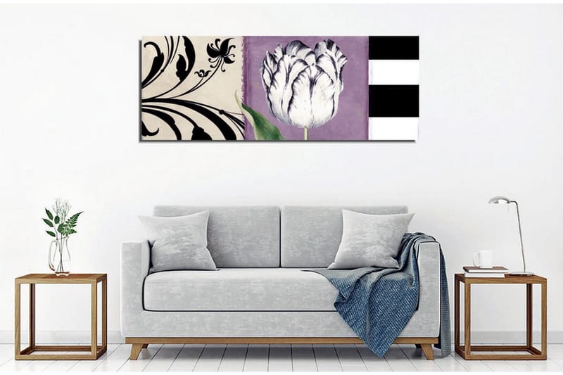 Canvastavla - Vit tulpan mot lila bakgrund - Vit / Lila / Svart - Inredning & dekor - Tavlor & konst - Canvastavla
