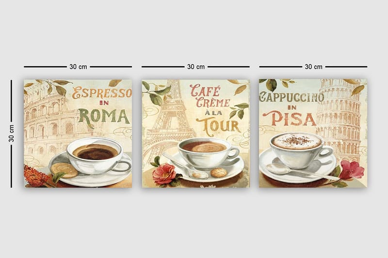 Canvastavla VP Italy 3-pack Flerfärgad - 30x30 cm - Inredning & dekor - Tavlor & konst - Canvastavla