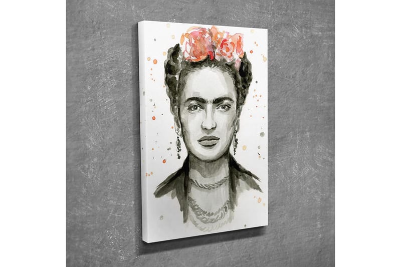 Canvastavla - Porträtt av en kvinna med blommor i håret - Grå / Rosa / Beige - Inredning & dekor - Tavlor & konst - Canvastavla