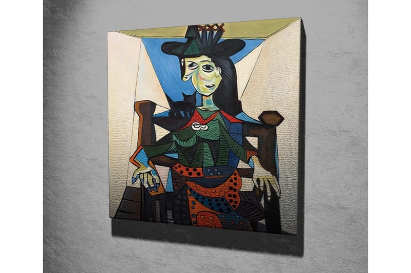 Canvastavla - Porträtt av kvinna med geometriska former och starka färger - Grön / Blå / Orange - Inredning & dekor - Tavlor & konst - Canvastavla