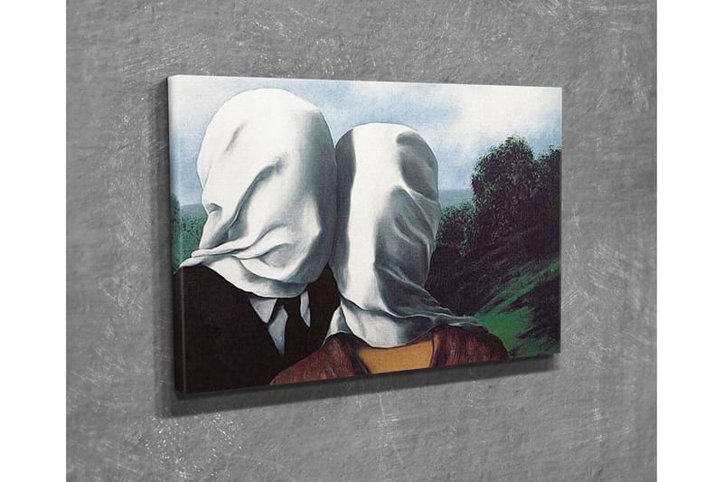 Canvastavla - Par med vita dukar som täcker ansiktena, stående i en grönskande landskap - Vit / Svart / Grön - Inredning & dekor - Tavlor & konst - Canvastavla