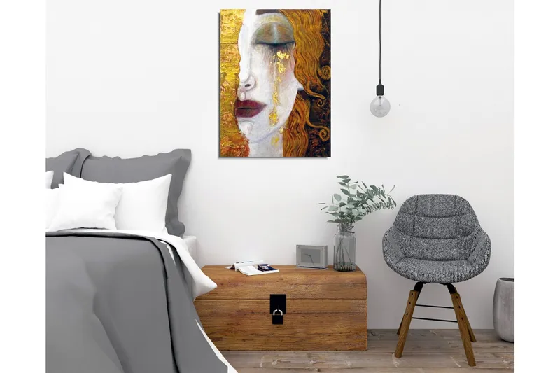 Canvastavla - Porträtt av en kvinna med tårar av guld - Guld / Hudton / Brun - Inredning & dekor - Tavlor & konst - Canvastavla