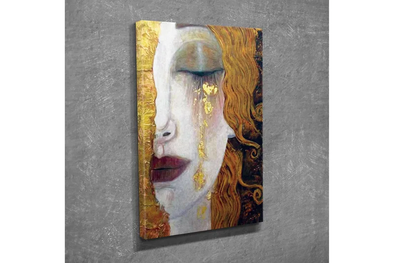 Canvastavla - Porträtt av en kvinna med tårar av guld - Guld / Hudton / Brun - Inredning & dekor - Tavlor & konst - Canvastavla