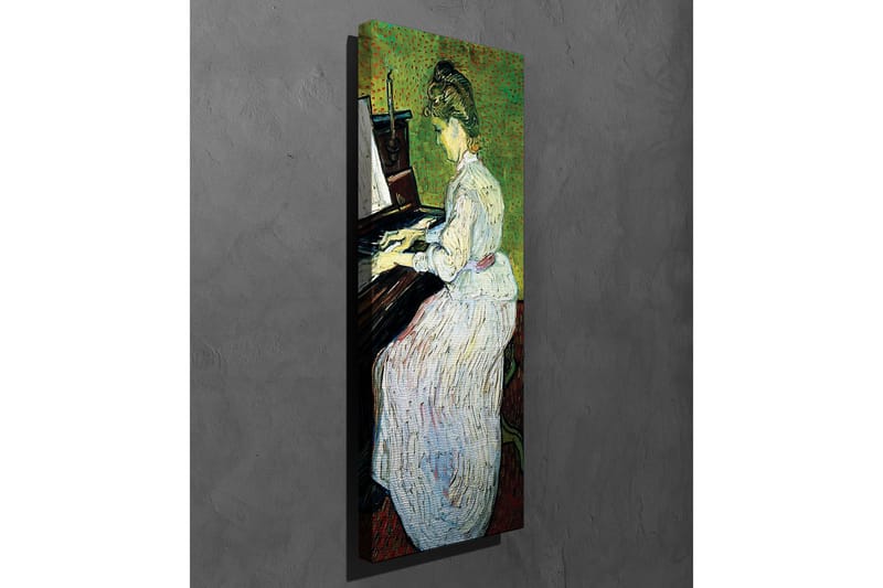 Canvastavla - Pianospelande kvinna i vit klänning - Grön / Vit / Brun - Inredning & dekor - Tavlor & konst - Canvastavla
