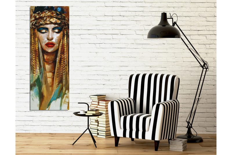 Canvastavla - Porträtt av en kvinna med gyllene smycken och dramatisk sminkning - Guld / Svart / Beige - Inredning & dekor - Tavlor & konst - Canvastavla