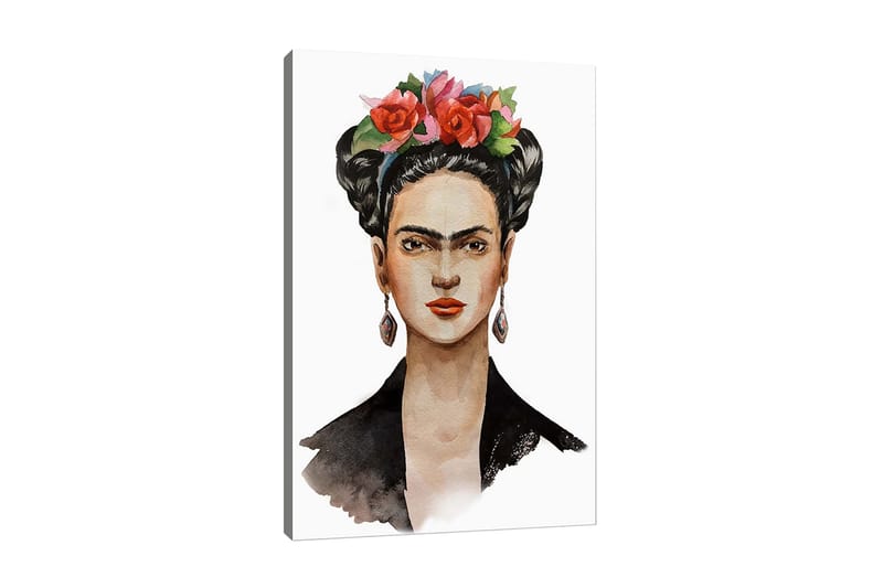 Canvastavla - Porträtt av en kvinna med blommor i håret, Röd / Grön / Svart