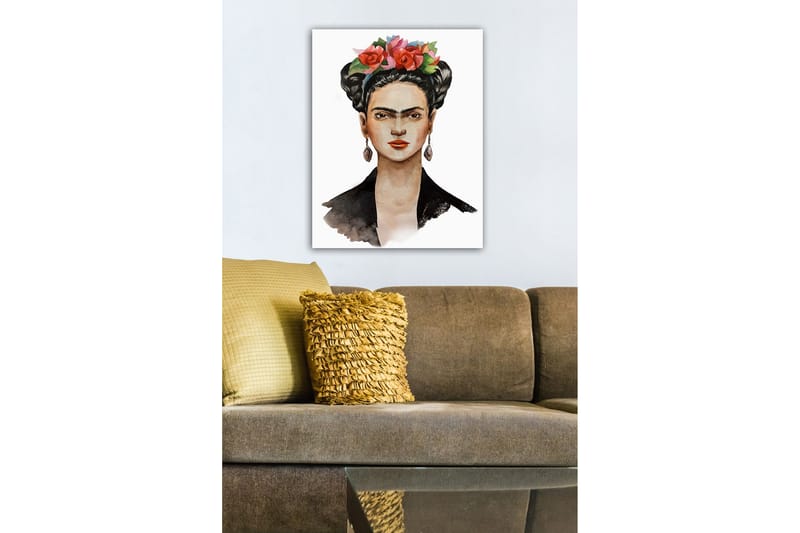 Canvastavla - Porträtt av en kvinna med blommor i håret - Röd / Grön / Svart - Inredning & dekor - Tavlor & konst - Canvastavla