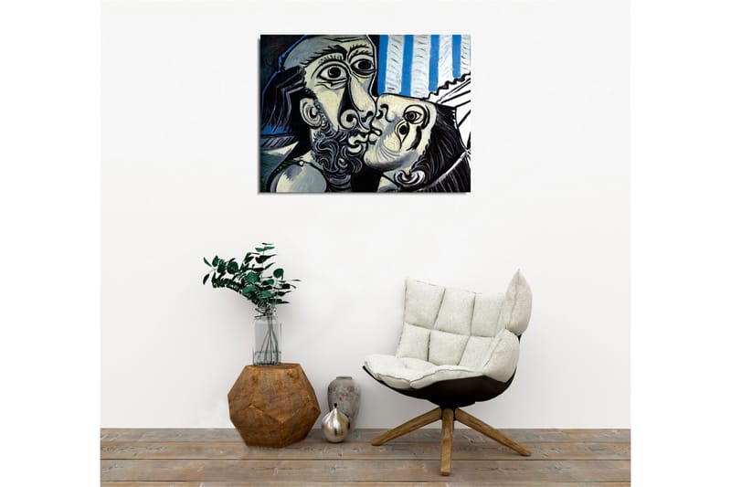 Canvastavla - Passionerat möte mellan två ansikten - Svart / Vit / Blå - Inredning & dekor - Tavlor & konst - Canvastavla