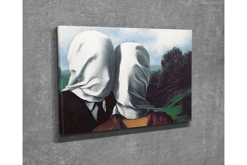 Canvastavla - Par med vita dukar som täcker ansiktena, stående i en grönskande landskap - Vit / Svart / Grön - Inredning & dekor - Tavlor & konst - Canvastavla