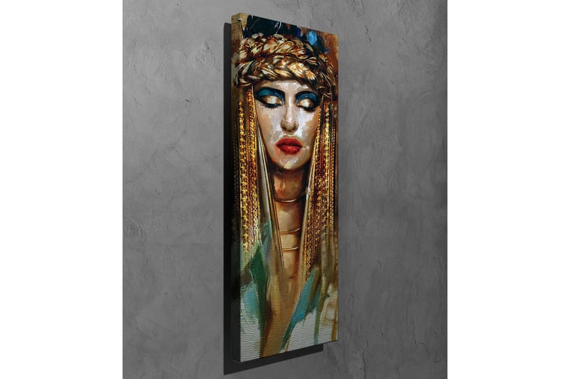 Canvastavla - Porträtt av en kvinna med gyllene smycken och dramatisk sminkning - Guld / Svart / Beige - Inredning & dekor - Tavlor & konst - Canvastavla