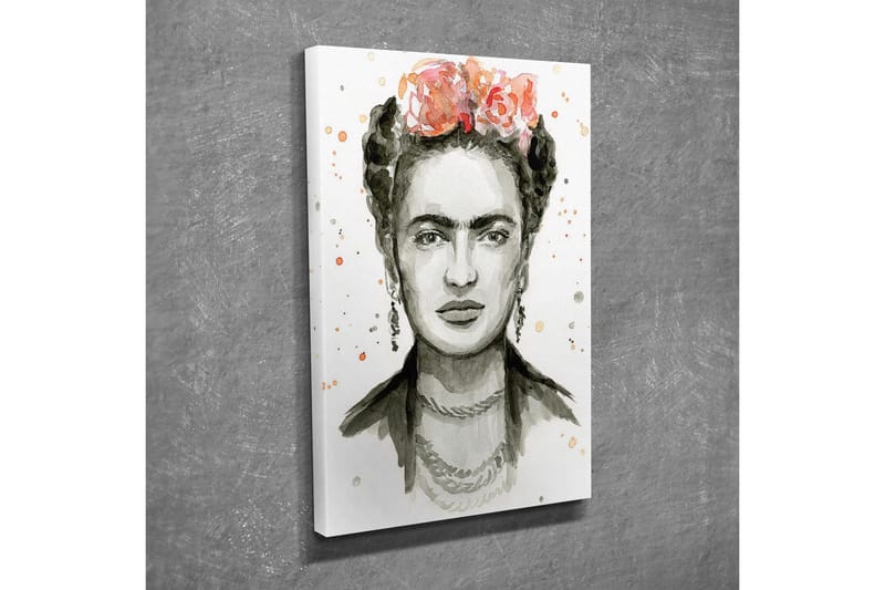 Canvastavla - Porträtt av en kvinna med blommor i håret - Grå / Rosa / Beige - Inredning & dekor - Tavlor & konst - Canvastavla