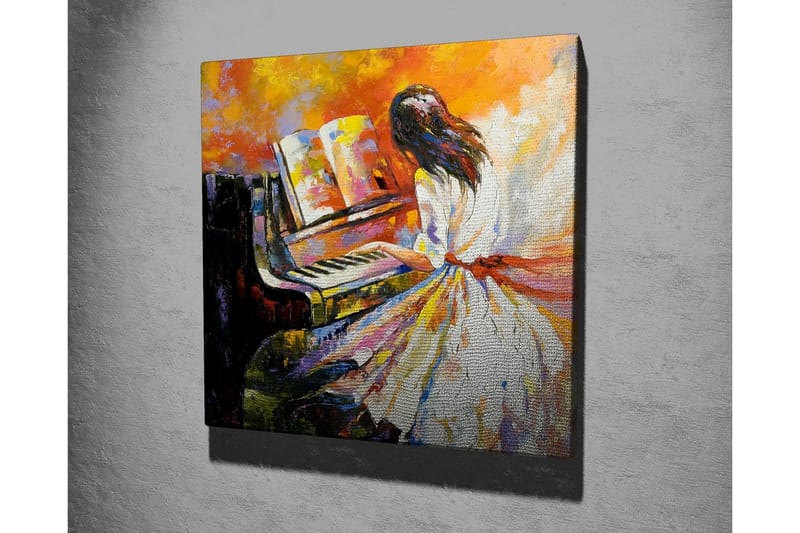 Canvastavla - Pianospelande kvinna i färgglad omgivning - Orange / Vit / Svart - Inredning & dekor - Tavlor & konst - Canvastavla