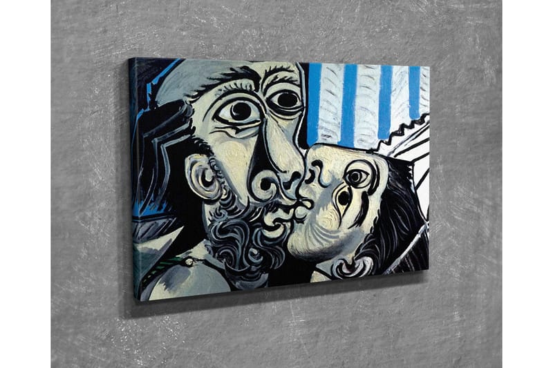 Canvastavla - Passionerat möte mellan två ansikten - Svart / Vit / Blå - Inredning & dekor - Tavlor & konst - Canvastavla