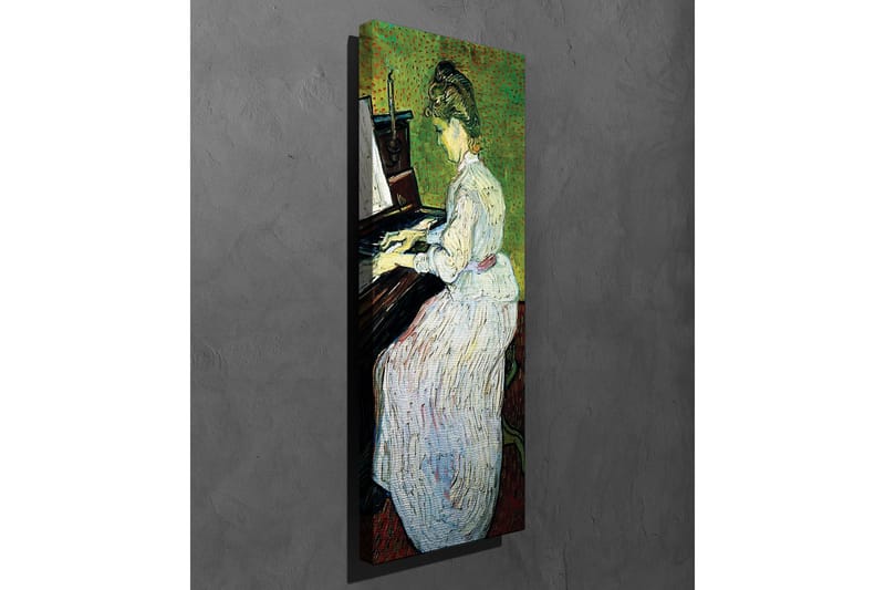 Canvastavla - Pianospelande kvinna i vit klänning - Grön / Vit / Brun - Inredning & dekor - Tavlor & konst - Canvastavla