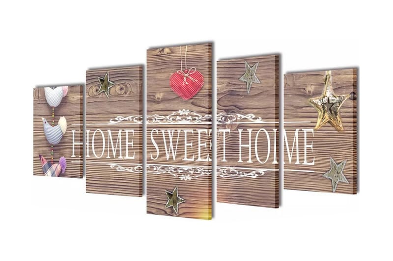 Canvastavlor set om 5 Home Sweet Home 100x50 cm - Flerfärgad - Inredning & dekor - Tavlor & konst - Canvastavla