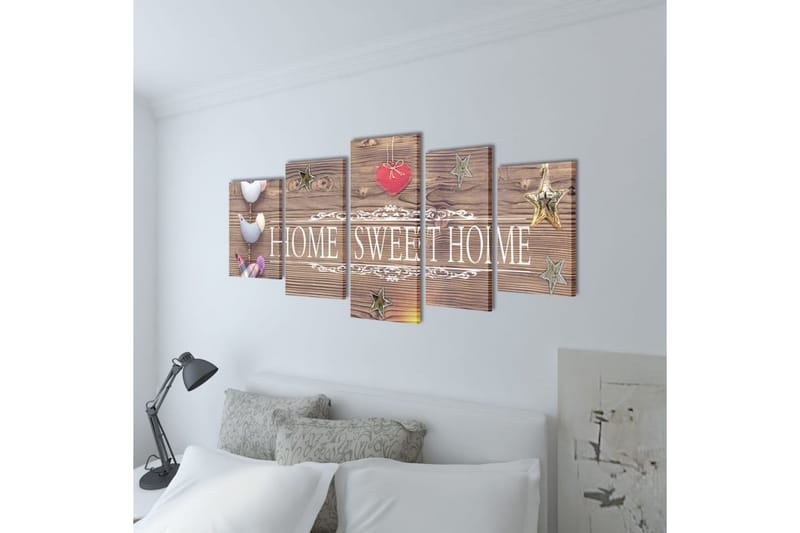 Canvastavlor set om 5 Home Sweet Home 100x50 cm - Flerfärgad - Inredning & dekor - Tavlor & konst - Canvastavla