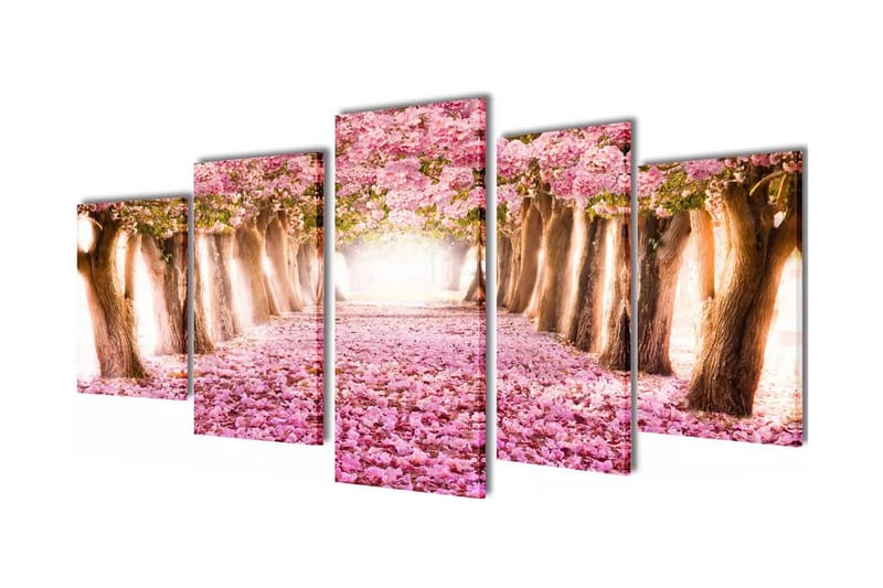 Canvastavlor set om 5 körsbärsblom 200x100 cm - Flerfärgad - Inredning & dekor - Tavlor & konst - Canvastavla
