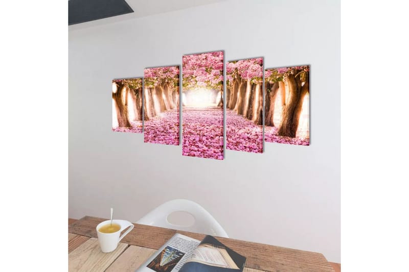 Canvastavlor set om 5 körsbärsblom 200x100 cm - Flerfärgad - Inredning & dekor - Tavlor & konst - Canvastavla