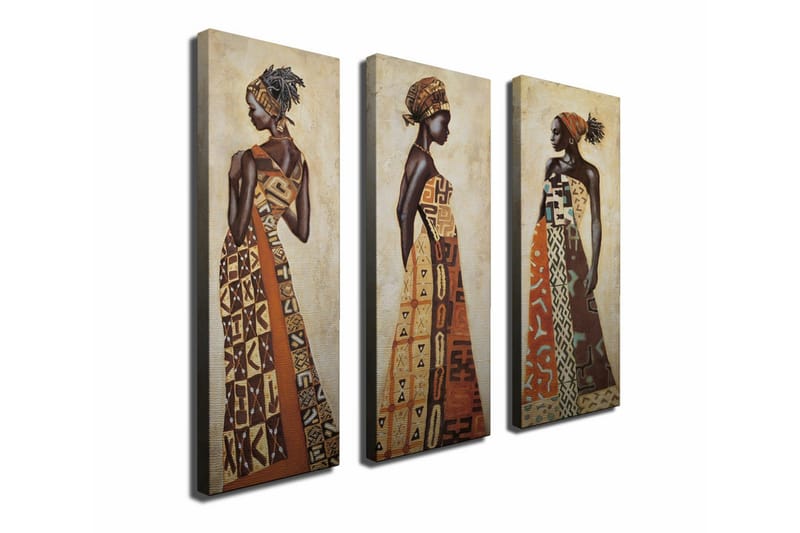 Dekorativ Canvasmålning 3 Delar, Flerfärgad