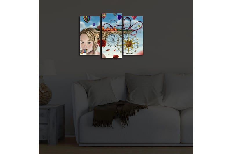 Dekorativ Canvasmålning LED-belysning 3 Delar - Flerfärgad - Inredning & dekor - Tavlor & konst - Canvastavla