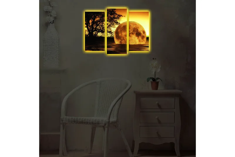 Dekorativ Canvasmålning LED-belysning 3 Delar - Flerfärgad - Inredning & dekor - Tavlor & konst - Canvastavla