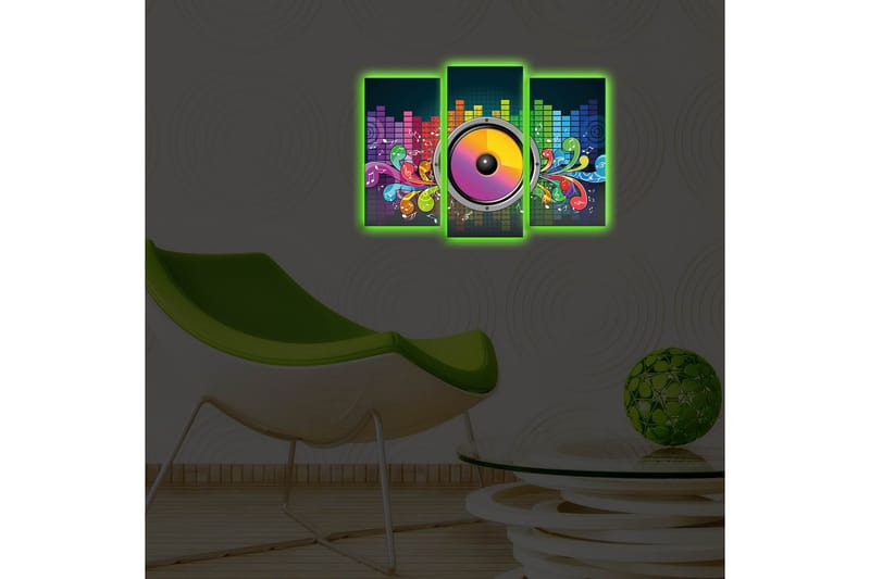 Dekorativ Canvasmålning LED-belysning 3 Delar - Flerfärgad - Inredning & dekor - Tavlor & konst - Canvastavla