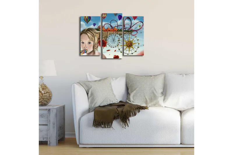 Dekorativ Canvasmålning LED-belysning 3 Delar - Flerfärgad - Inredning & dekor - Tavlor & konst - Canvastavla