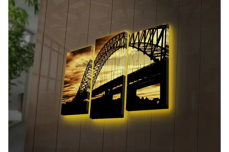 Dekorativ Canvasmålning LED-belysning 3 Delar - Flerfärgad - Inredning & dekor - Tavlor & konst - Canvastavla