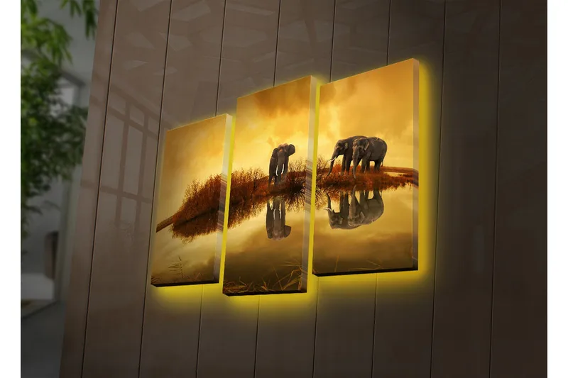Dekorativ Canvasmålning LED-belysning 3 Delar - Flerfärgad - Inredning & dekor - Tavlor & konst - Canvastavla
