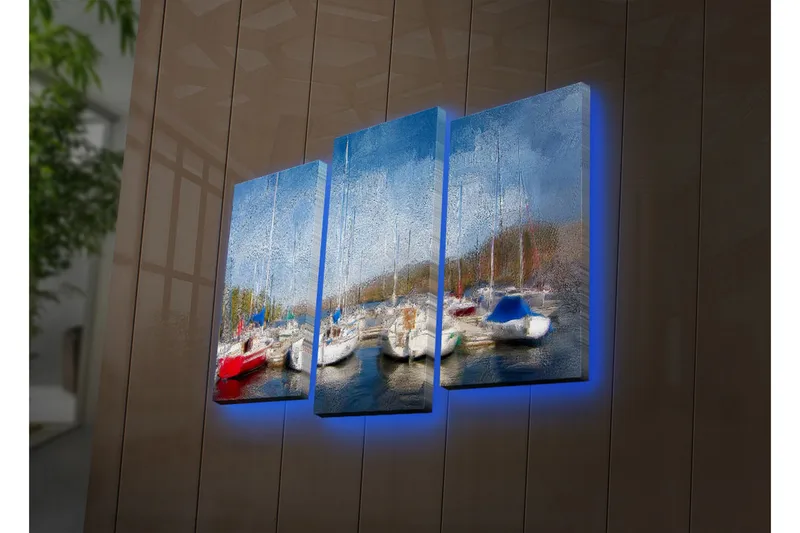 Dekorativ Canvasmålning LED-belysning 3 Delar - Flerfärgad - Inredning & dekor - Tavlor & konst - Canvastavla