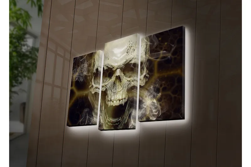 Dekorativ Canvasmålning LED-belysning 3 Delar, Flerfärgad